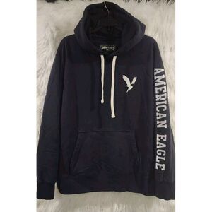 Men's American Eagle Soft Navy Graphic Pullover Hoodie Sz‎ Lg Oversized Large
